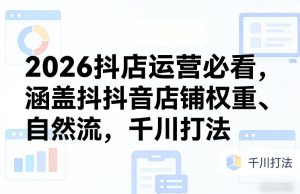2026抖店运营必看,涵盖抖音店铺权重、自然流,千川打法-数智网创