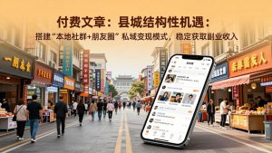 付费文章:县城结构性机遇:搭建“本地社群+朋友圈”私域变现模式,稳定获取副业收入-数智网创