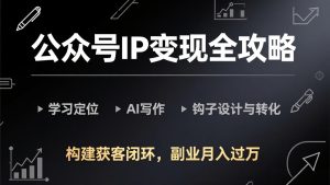 公众号IP变现全攻略-更新，学习定位、AI写作、钩子设计与转化，构建获客闭环，副业月入过万-数智网创