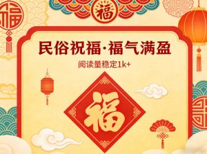 公众号流量主之民俗祝福赛道，选题不愁，结构固定，阅读稳定1w+-数智网创