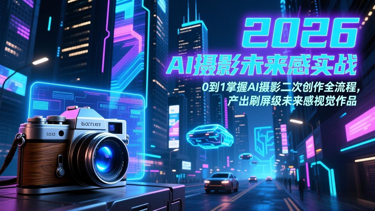 2026 AI摄影未来感实战：0到1掌握AI摄影二次创作全流程，产出刷屏级未来感视觉作品-数智网创
