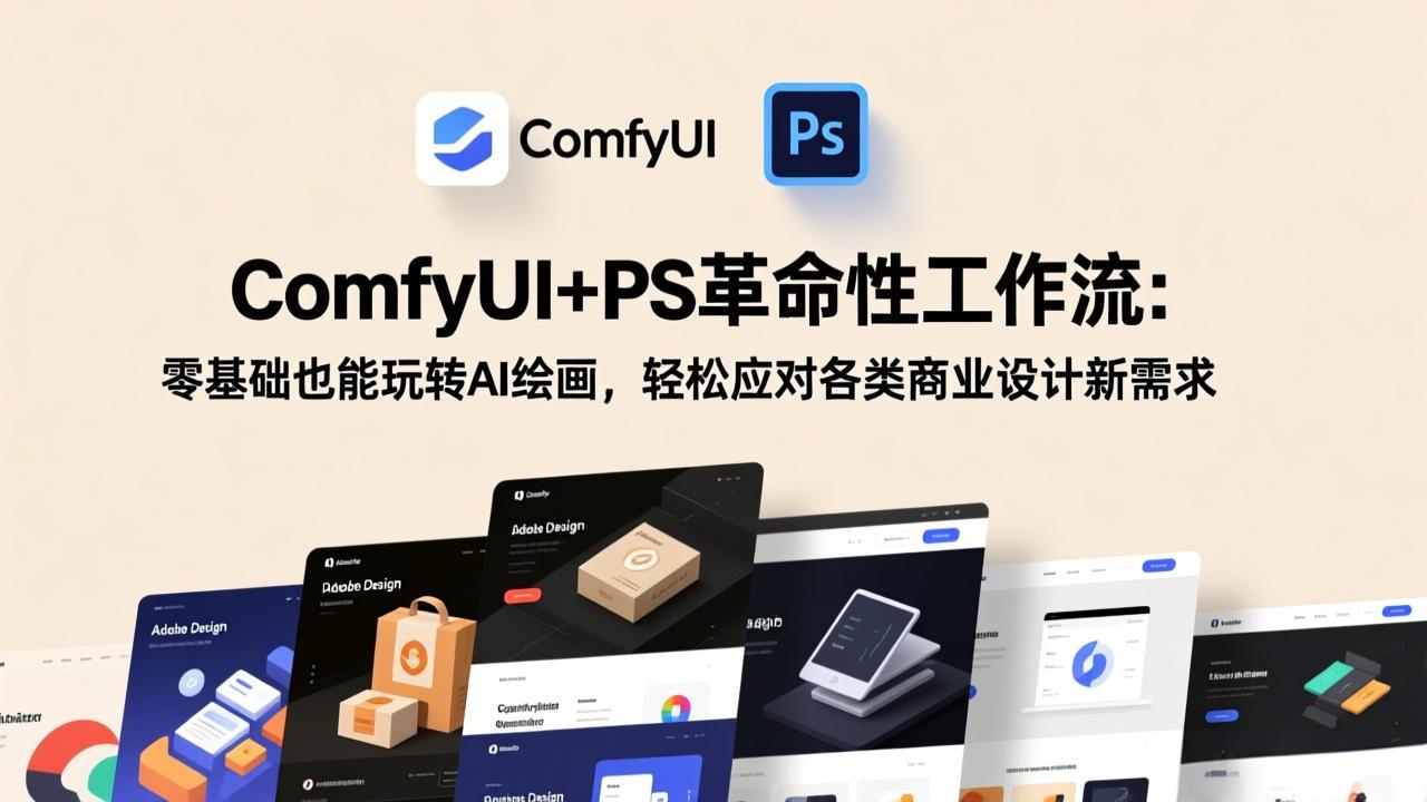 ComfyUI+PS革命性工作流：零基础也能玩转AI绘画，轻松应对各类商业设计新需求-数智网创