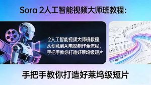 Sora 2人工智能视频大师班教程：从创意到AI电影制作全流程，手把手教你打造好莱坞级短片-数智网创