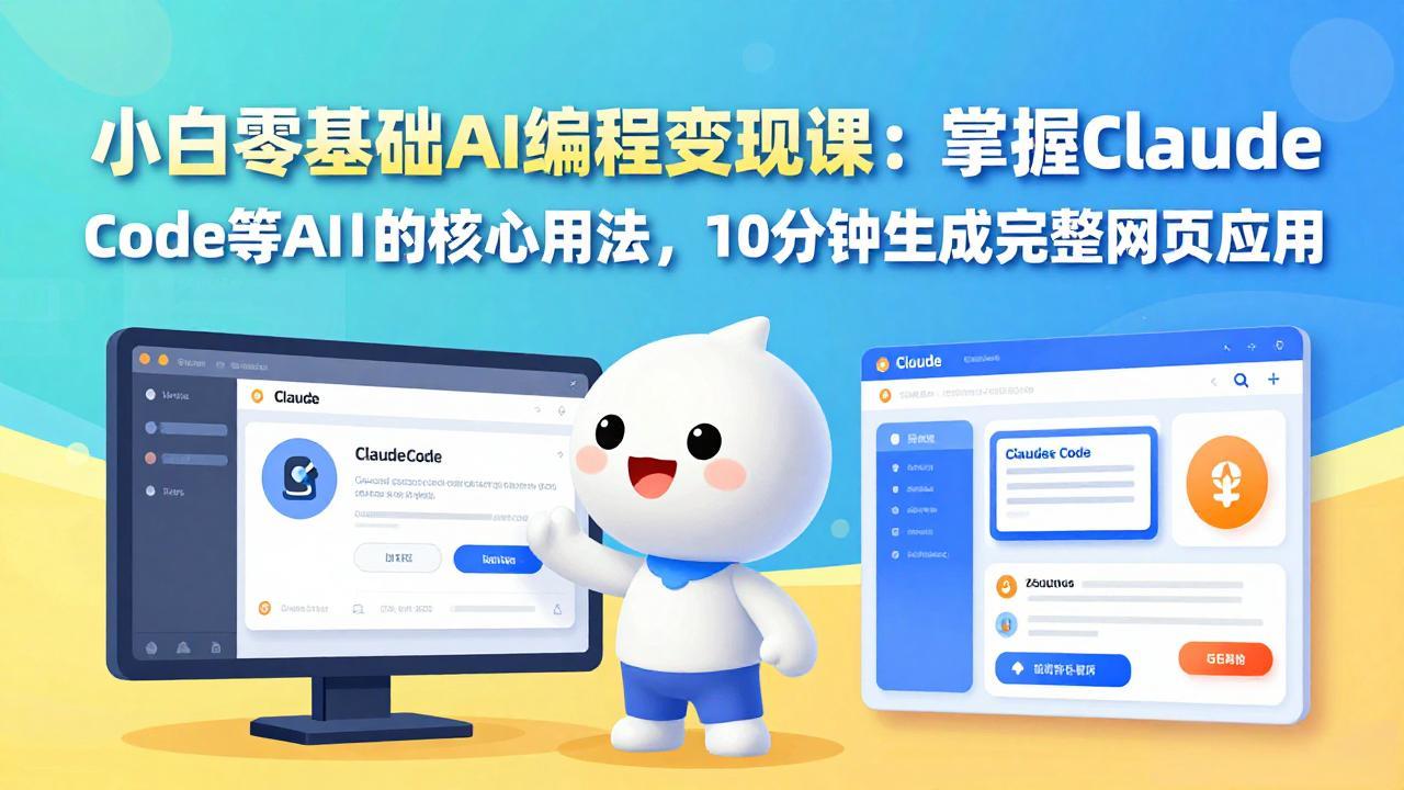 小白零基础AI编程变现课：掌握Claude Code等AI工具的核心用法，10分钟生成完整网页应用-数智网创