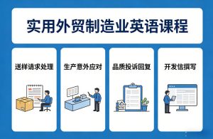 实用外贸制造业英语课程，教你专业处理送样请求、应对生产意外、回复品质投诉、撰写开发信等-数智网创