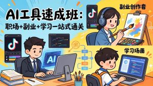 AI工具速成班:职场+副业+学习一站式通关,20+爆款类型+剪映技巧+抖音算法,0基础快速上手-数智网创