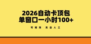 2026自动卡顶包玩法，单窗口一小时100+，可矩阵操作，无需人工【揭秘】-数智网创