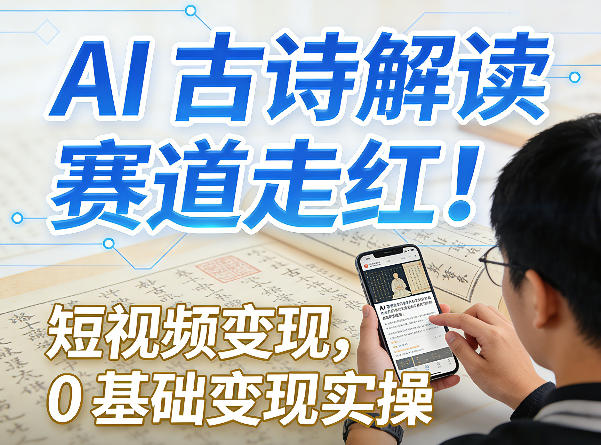 AI古诗解读赛道走红！短视频变现，0基础变现实操-数智网创