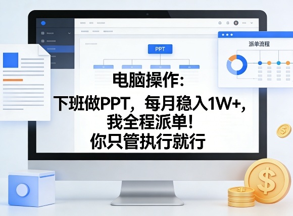 电脑操作：下班做PPT，每月稳入1W+，我全程派单！你只管执行就行【揭秘】-数智网创