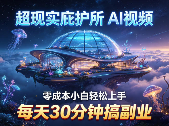 超现实庇护所AI视频项目拆解，零成本小白轻松上手，每天30分钟搞副业-数智网创