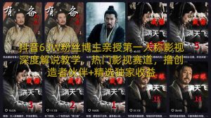 抖音63W粉丝博主亲授第一人称影视深度解说教学，热门影视赛道，撸创造者伙伴+精选独家收益-数智网创
