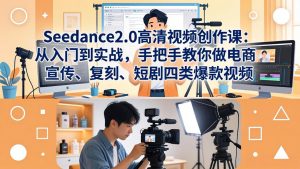 Seedance2.0高清视频创作课：从入门到实战，手把手教你做电商、宣传、复刻、短剧四类爆款视频-数智网创
