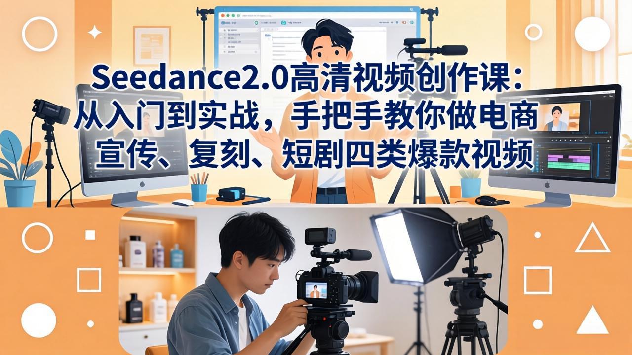 Seedance2.0高清视频创作课：从入门到实战，手把手教你做电商、宣传、复刻、短剧四类爆款视频-数智网创