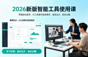 2026新版智能工具使用课，零基础也能学，用AI工具替代复杂操作，高效出片、轻松出圈-数智网创
