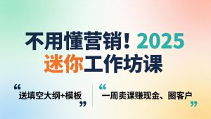 不用懂营销！2025 迷你工作坊课：送填空大纲 + 模板，一周卖课赚现金、圈客户-数智网创