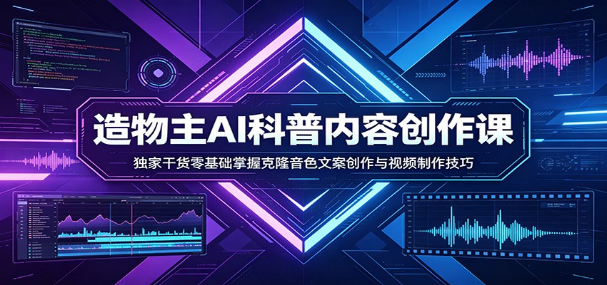 AI科普内容创作课：独家干货零基础掌握克隆音色文案创作与视频制作技巧-数智网创