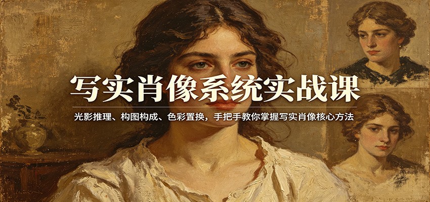 写实肖像系统实战课：光影推理、构图构成、色彩置换，手把手教你掌握写实肖像核心方法-数智网创