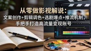 从零做影视解说：文案创作+剪辑调色+选剧爆点+推流机制，手把手打造高流量变现账号-数智网创