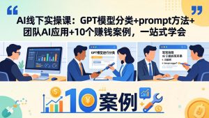 AI线下实操课：GPT模型分类+prompt方法+团队AI应用+10个赚钱案例，一站式学会-数智网创