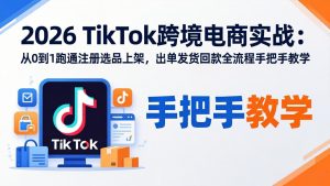 2026TikTok跨境电商实战-更新：从0到1跑通注册选品上架，出单发货回款全流程手把手教学-数智网创