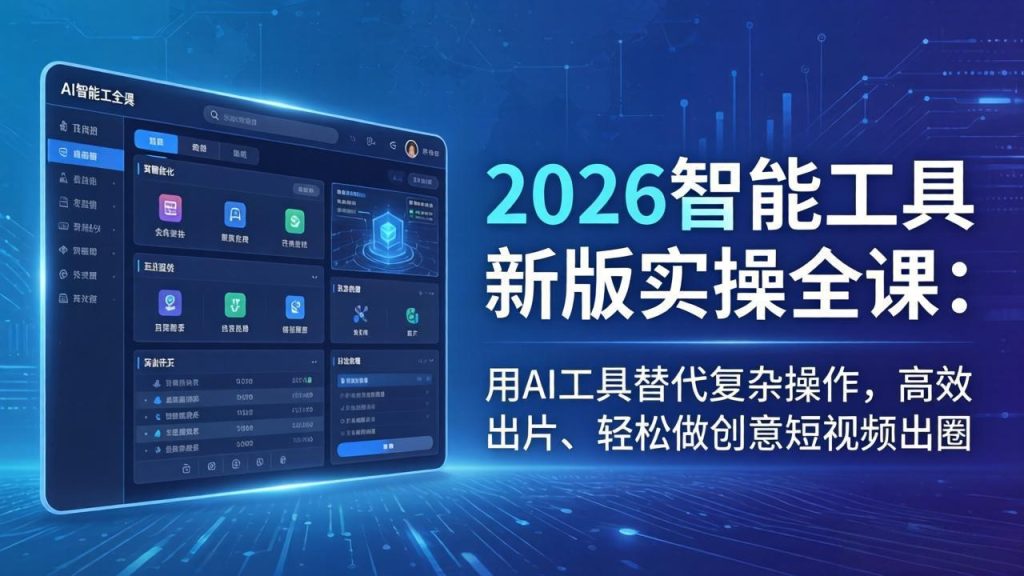 2026智能工具新版实操全课：用AI工具替代复杂操作，高效出片、轻松做创意短视频出圈-数智网创