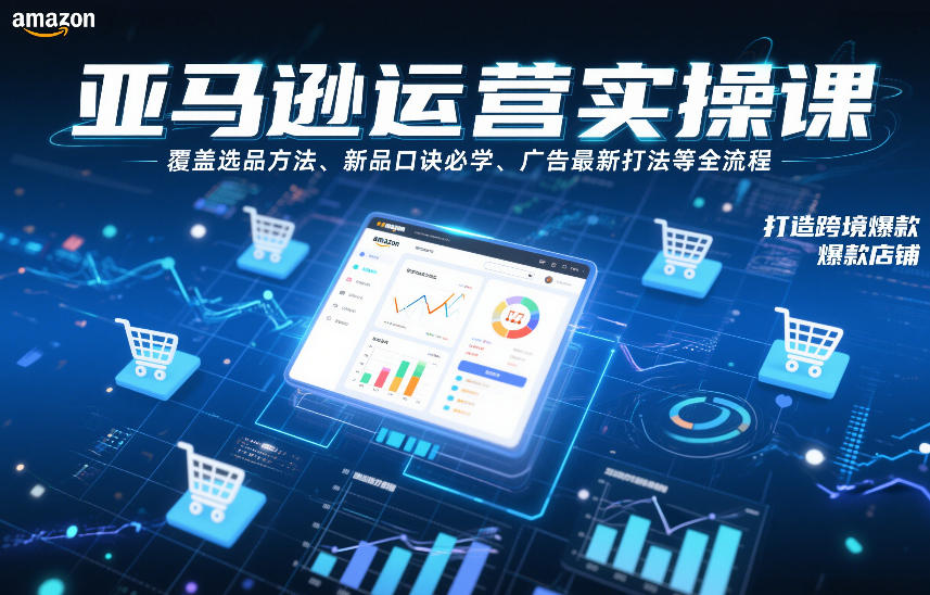 亚马逊运营实操课，覆盖选品方法、新品口诀必学、广告最新打法等全流程，打造跨境爆款店铺(更新4月)-数智网创