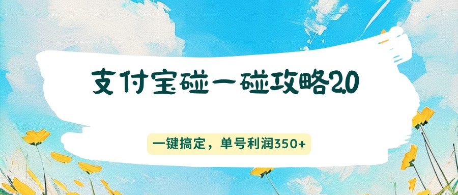 支付宝碰一碰攻略2.0，一键搞定，单号利润350+-数智网创
