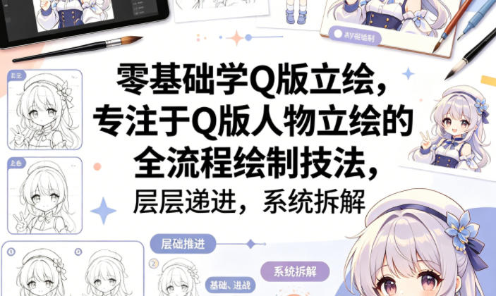 零基础学Q版立绘,专注于Q版人物立绘的全流程绘制技法,层层递进,系统拆解-数智网创