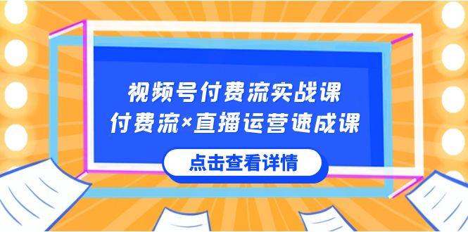 视频号付费流实战课，付费流×直播运营速成课，让你快速掌握视频号核心运营技能-数智网创