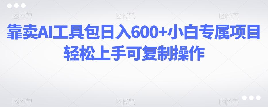 靠卖AI工具包日入600+小白专属项目轻松上手可复制操作-数智网创