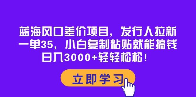 蓝海风口差价项目，发行人拉新，一单35，小白复制粘贴就能搞钱！日入30…-数智网创