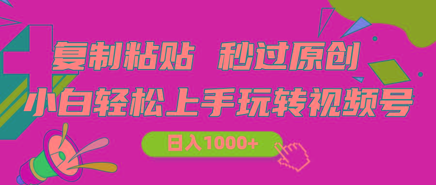 视频号新玩法 小白可上手 日入1000+-数智网创