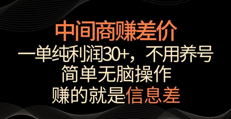 中间商赚差价，一单纯利润30+，简单无脑操作，赚的就是信息差，轻轻松松日入1000+【揭秘】-数智网创