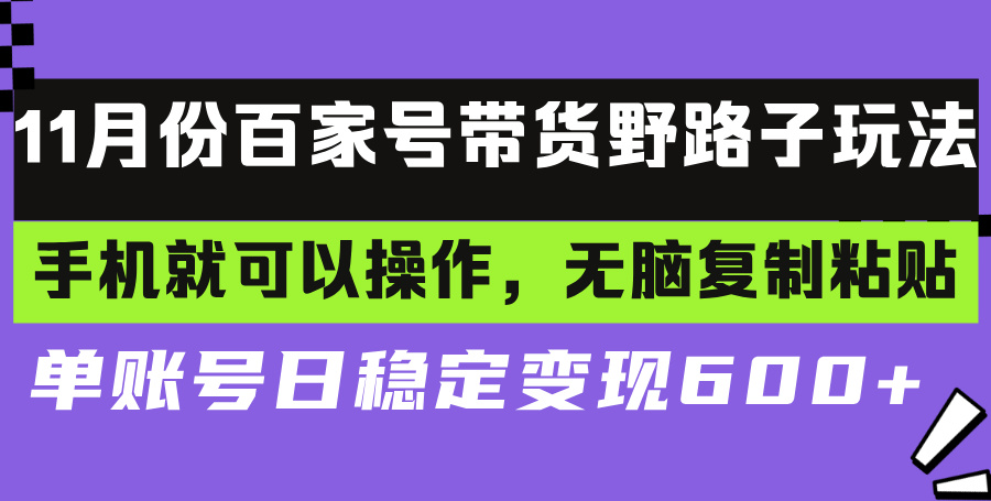 百家号带货野路子玩法 手机就可以操作，无脑复制粘贴 单账号日稳定变现…-数智网创