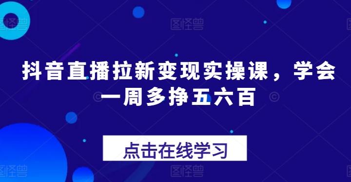 抖音直播拉新变现实操课，学会一周多挣五六百-数智网创