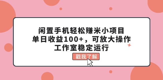 闲置手机轻松赚米小项目，单日收益100+，可放大操作，工作室稳定运行-数智网创