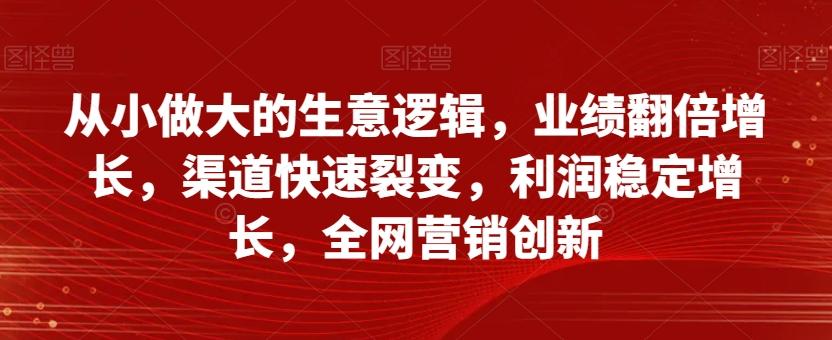 从小做大的生意逻辑，业绩翻倍增长，渠道快速裂变，利润稳定增长，全网营销创新-数智网创