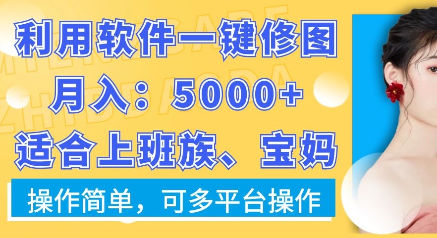 利用软件一键修图月入5000+，适合上班族、宝妈，操作简单，可多平台操作【揭秘】-数智网创