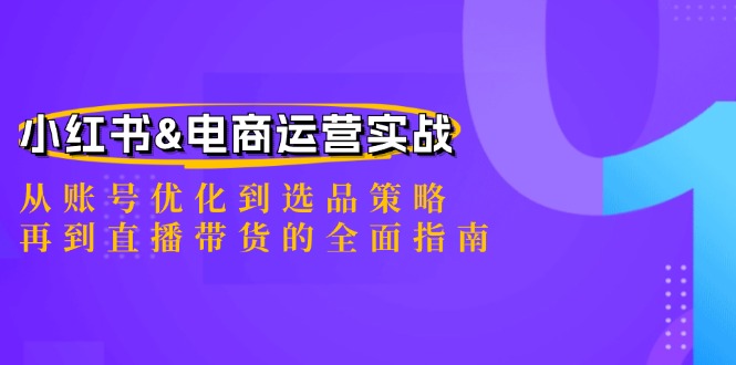 小红书&电商运营实战：从账号优化到选品策略，再到直播带货的全面指南-数智网创