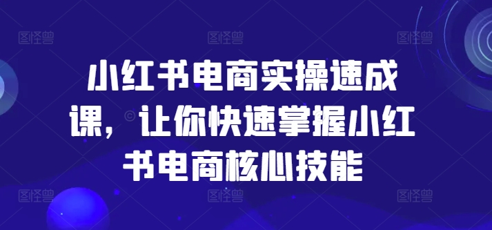 小红书电商实操速成课，让你快速掌握小红书电商核心技能-数智网创