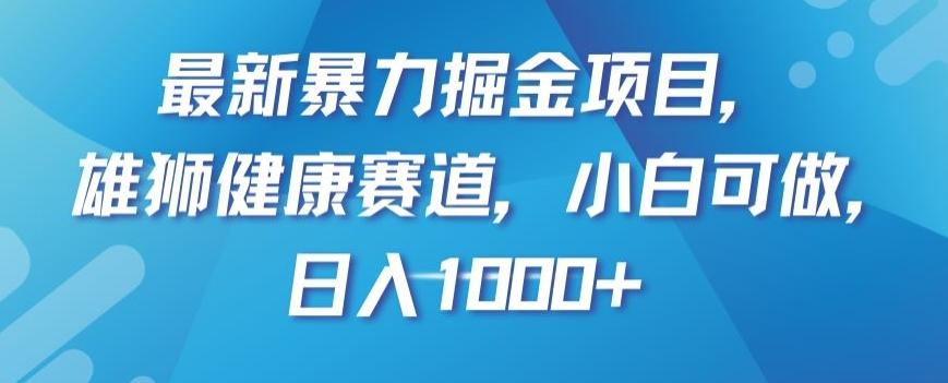 最新暴力掘金项目，雄狮健康赛道，小白可做，日入1000+【揭秘】-数智网创