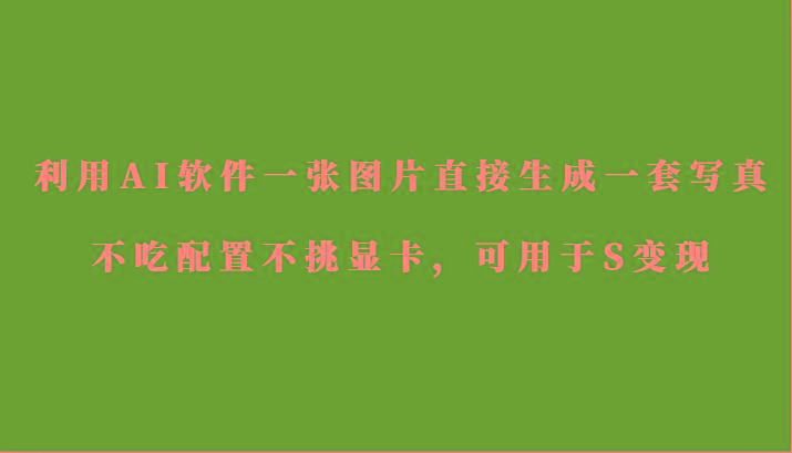 利用AI软件只需一张图片直接生成一套写真，不吃配置不挑显卡，可用于S变现-数智网创