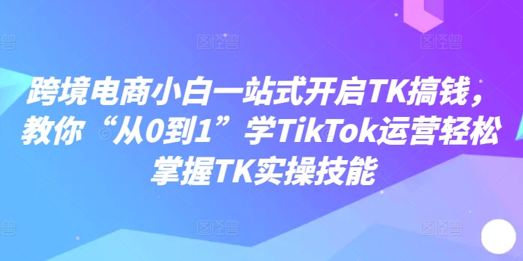 跨境电商小白一站式开启TK搞钱，教你“从0到1”学TikTok运营轻松掌握TK实操技能-数智网创