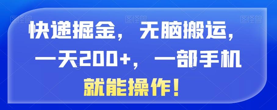 快递掘金，无脑搬运，一天200+，一部手机就能操作！-数智网创