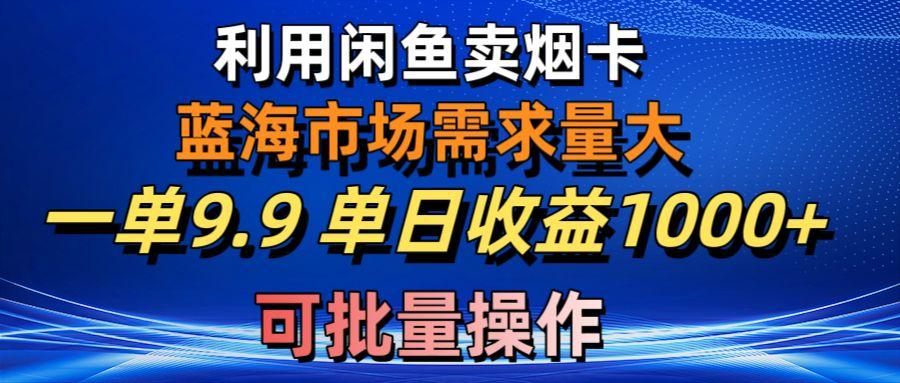 利用咸鱼卖烟卡，蓝海市场需求量大，一单9.9单日收益1000+，可批量操作-数智网创