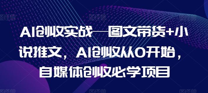 AI创收实战—图文带货+小说推文，AI创收从0开始，自媒体创收必学项目-数智网创