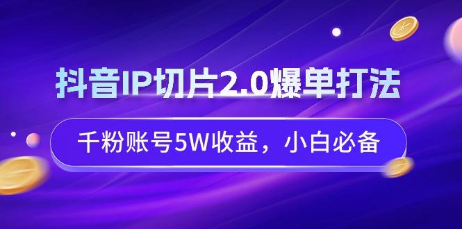 抖音IP切片2.0爆单打法，千粉账号5W收益，小白必备-数智网创