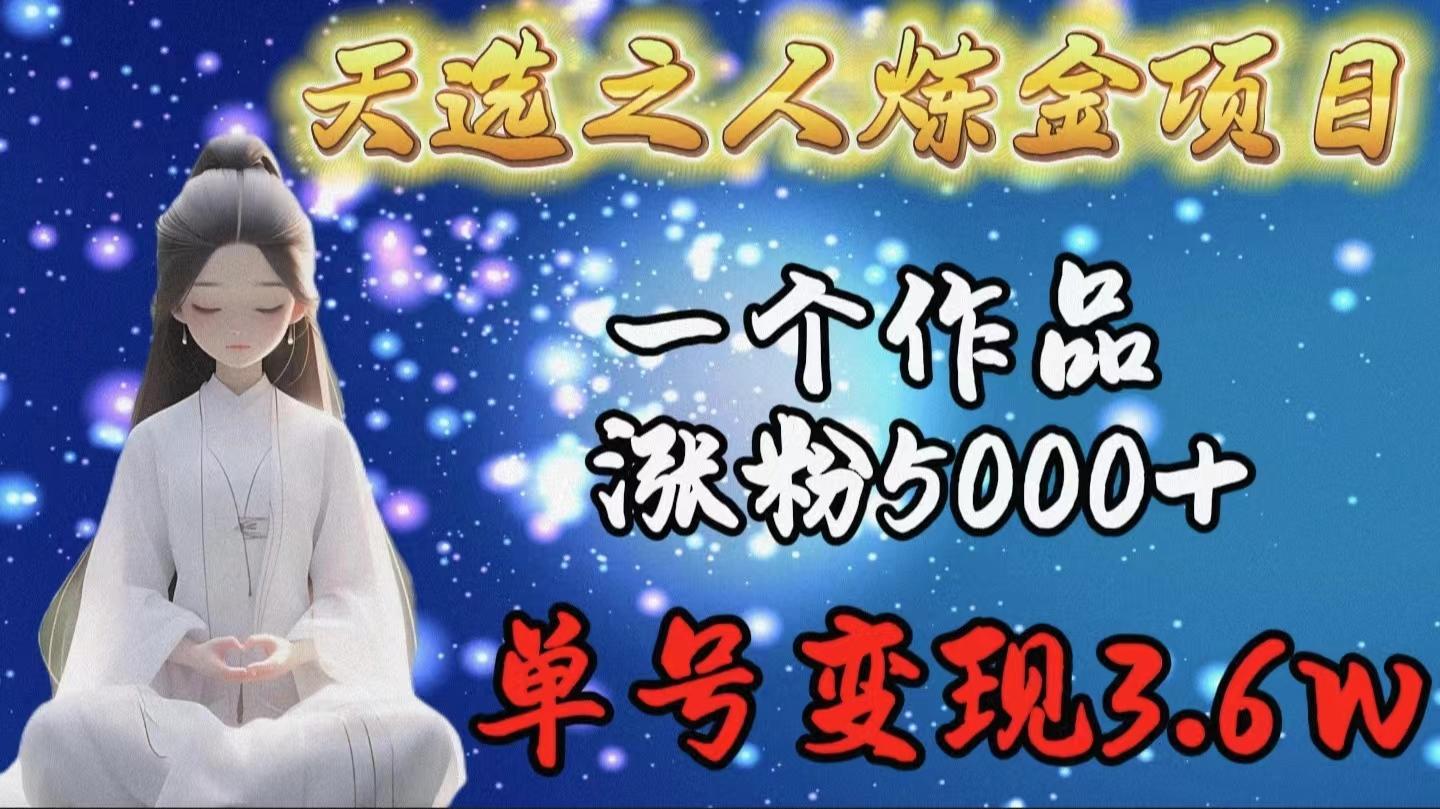 (9693期)天选之人炼金项目，一个作品涨粉5000+，单号变现3.6w-数智网创