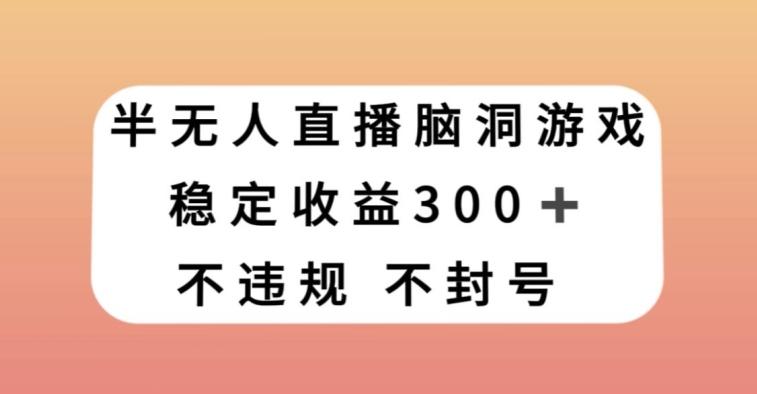半无人直播脑洞小游戏，每天收入300+，保姆式教学小白轻松上手【揭秘】-数智网创