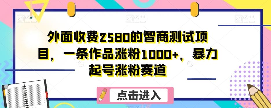 外面收费2580的智商测试项目，一条作品涨粉1000+，暴力起号涨粉赛道【揭秘】-数智网创